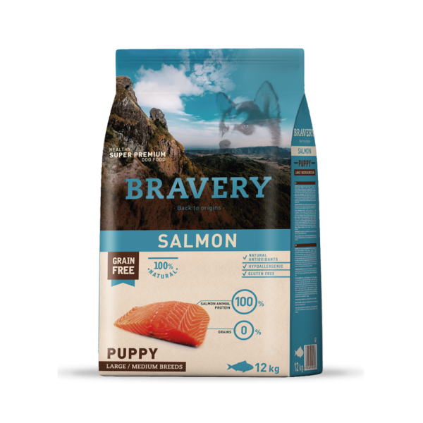 Bravery Salmón Puppy Large/Medium Breeds 12 Kg